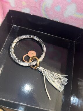 Snake Print Tassel Bangle Keyring